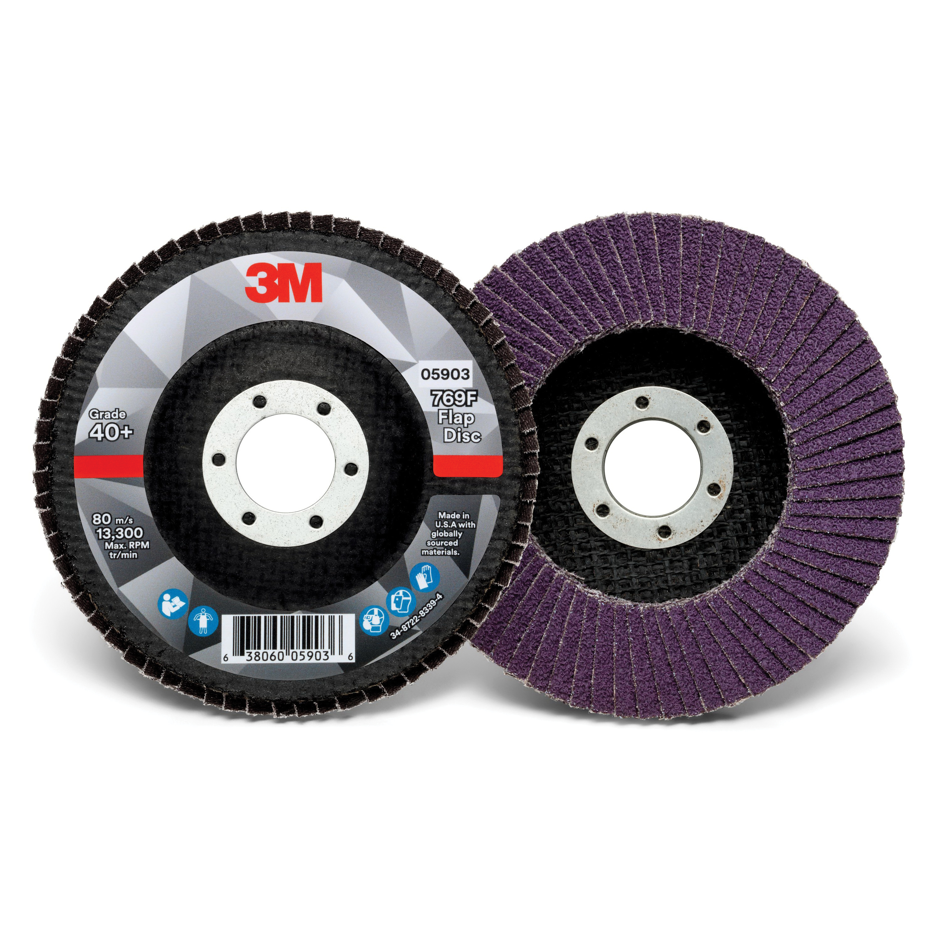 3M 7100177446 769F Type 27 Flap Disc, 4-1/2 in Dia Disc, 7/8 in Center Hole, 40+ Grit, Precision Shaped Ceramic Abrasive, Type 27 Disc - Coated Abrasive Flap Discs
