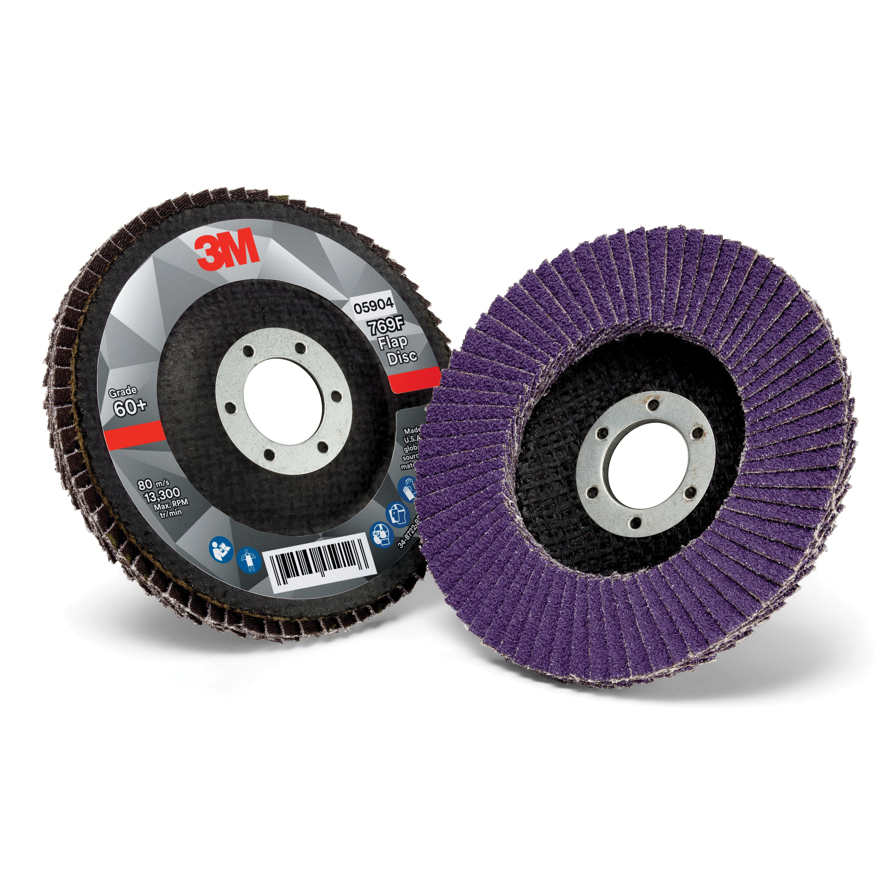 3M 7100178023 769F Type 27 Flap Disc, 4-1/2 in Dia Disc, 7/8 in Center Hole, 60+ Grit, Precision Shaped Ceramic Abrasive, Type 27 Disc - Coated Abrasive Flap Discs