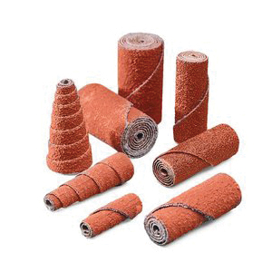 3M 7100102140 Full Tapered Cartridge Roll, 1/2 in Dia x 1 in OAL, 1/8 in Dia Pilot Hole, 80 Grit, Ceramic Abrasive - Cartridge Rolls