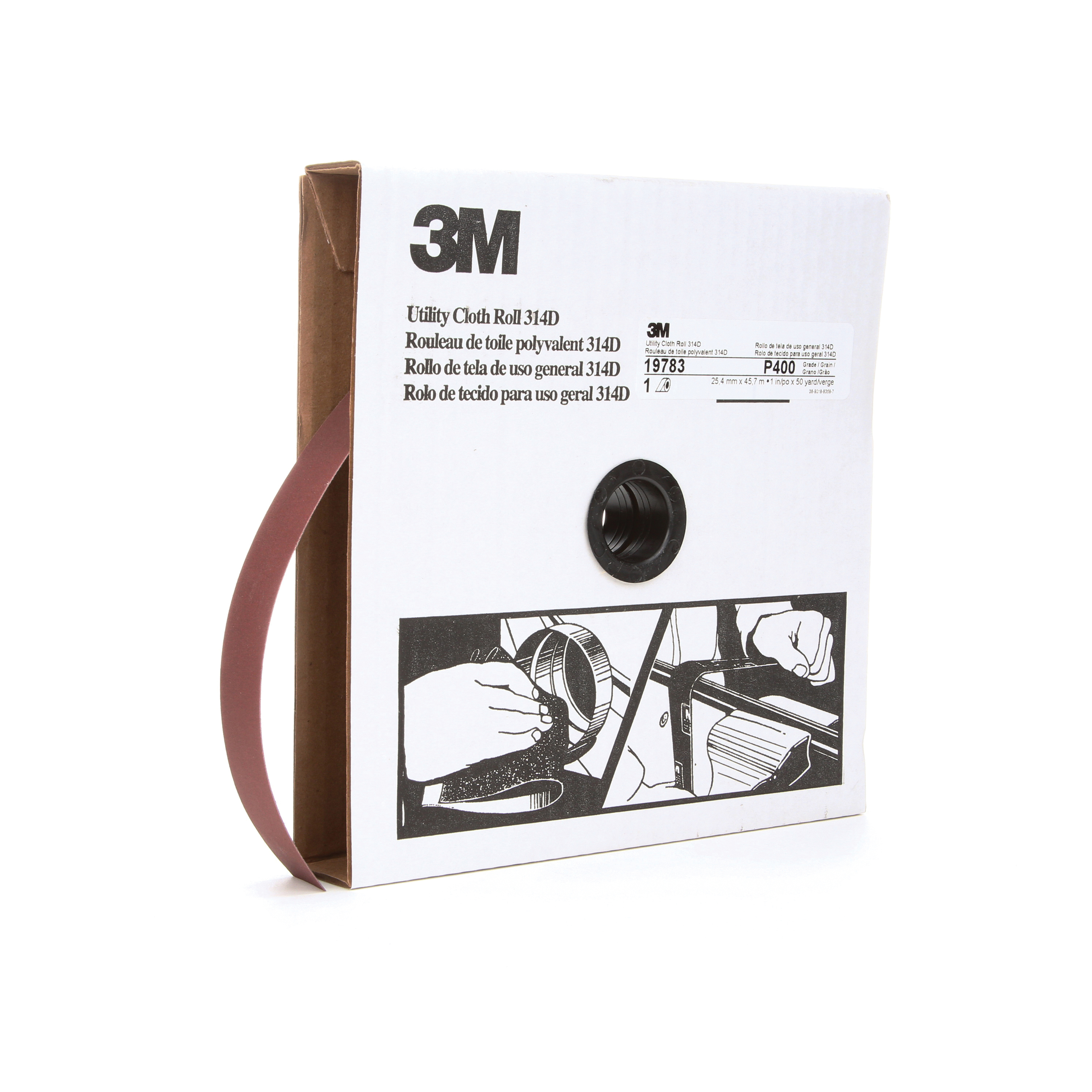 3M 7000118505 Utility Cloth Roll, 50 yd L Roll x 1 in W Roll, 400 Grit, Extra Fine Grade, Aluminum Oxide Abrasive, Cloth Backing - Coated Abrasive Rolls