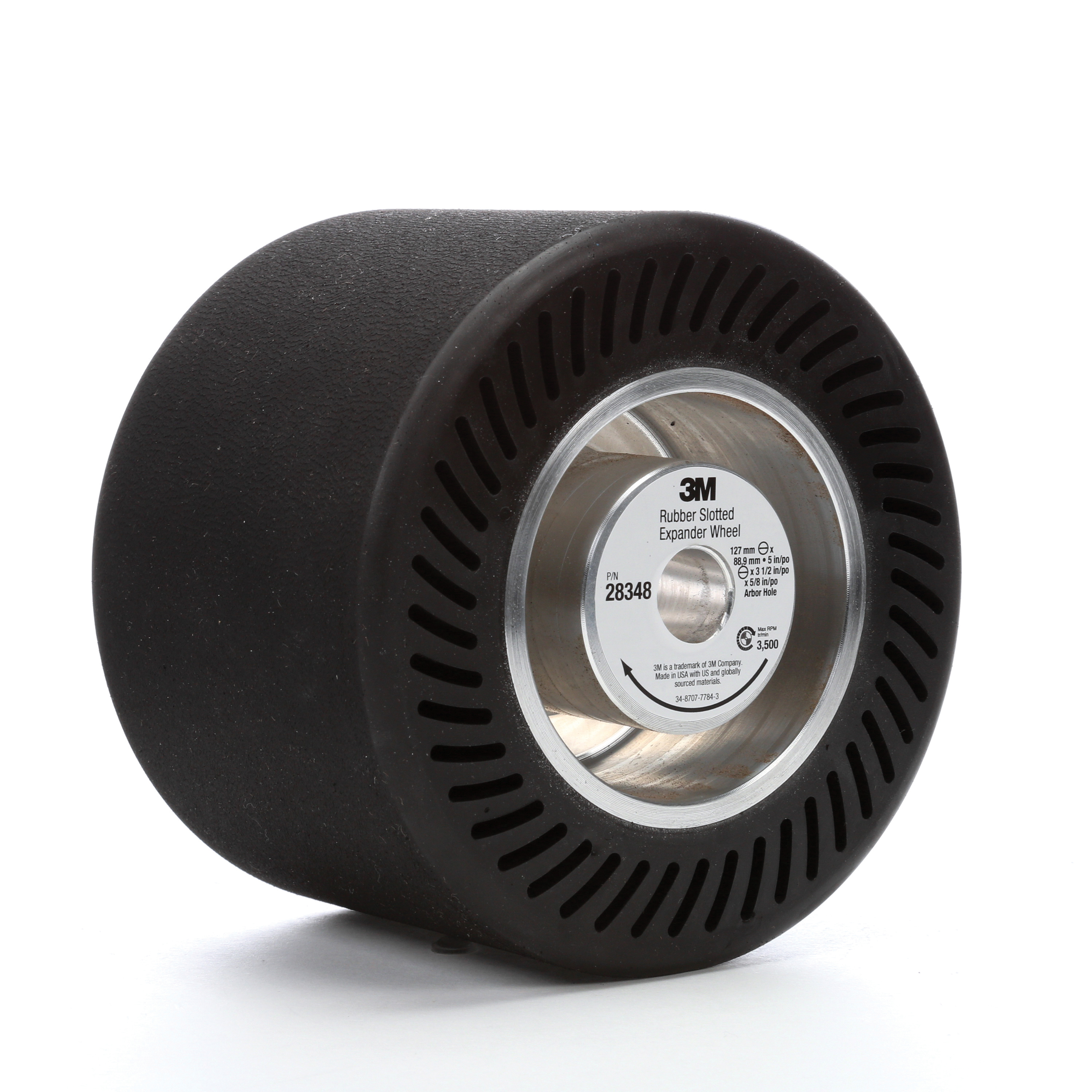 3M 7000028221 Slotted Expander Wheel, 5 in Dia Drum x 3-1/2 in L Drum, 3500 rpm Max - Sanding Drums