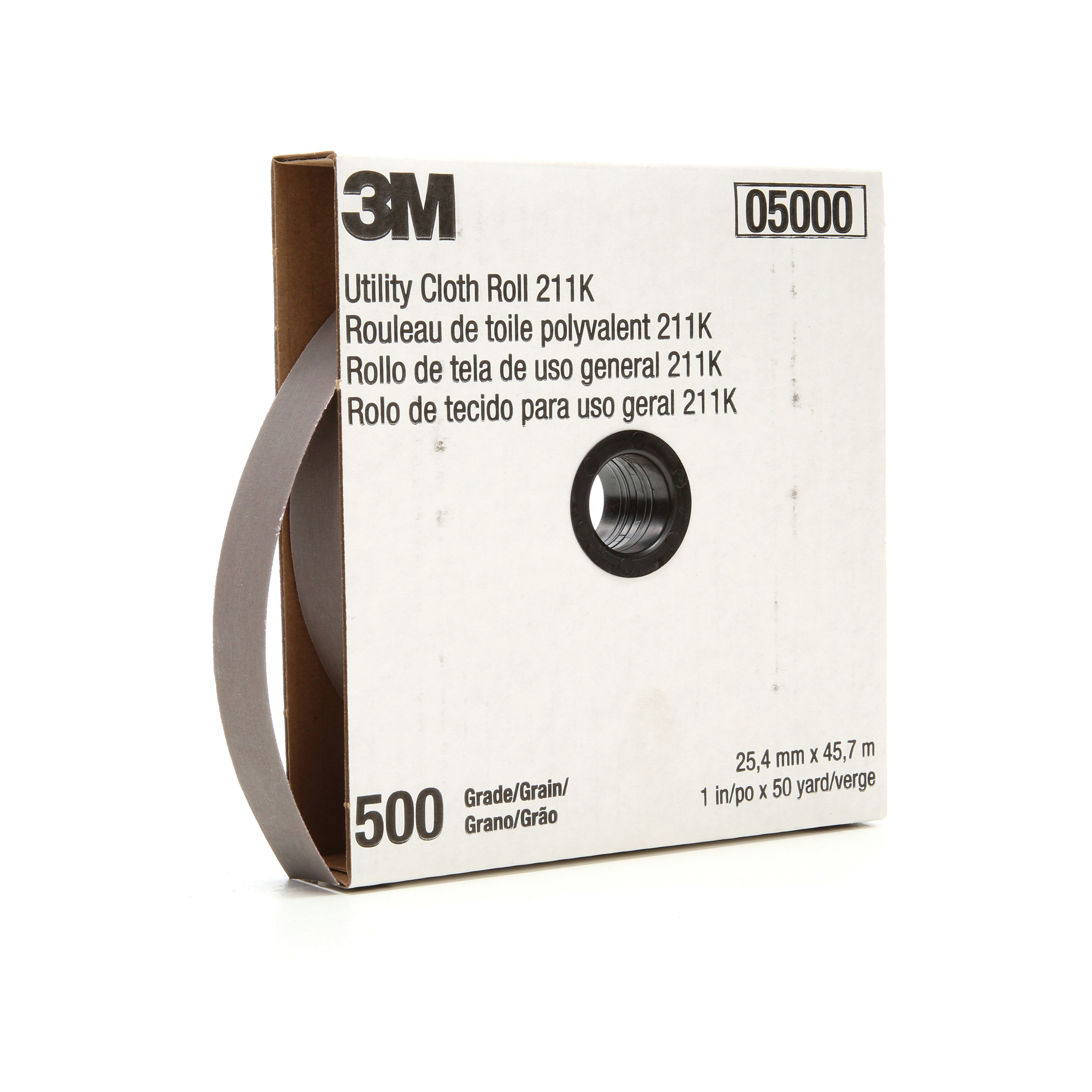 3M 7000118356 Utility Cloth Roll, 50 yd L Roll x 1 in W Roll, 500 Grit, Super Fine Grade, Aluminum Oxide Abrasive, Cloth Backing - Coated Abrasive Rolls