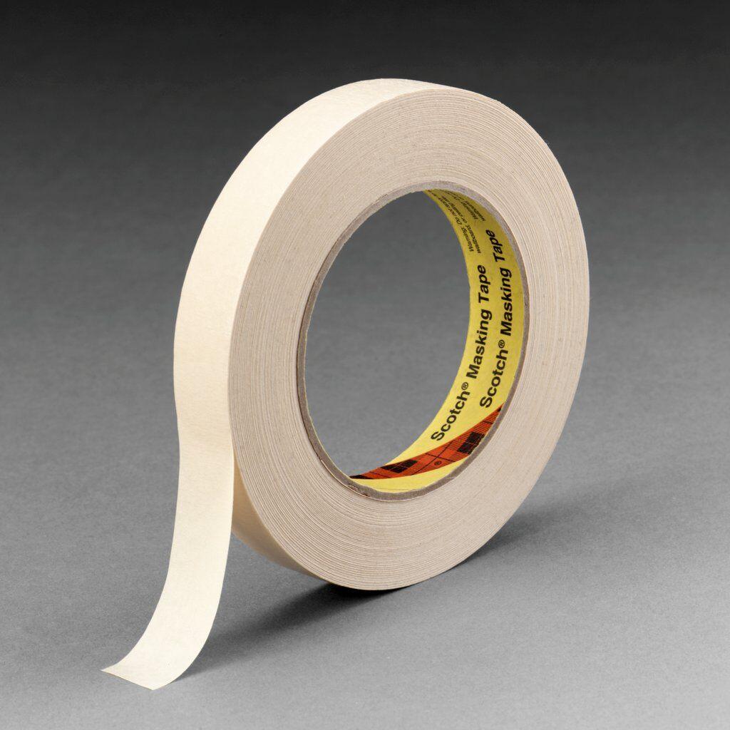 3M 7000001266 232 High Performance Adhesive Tape, 55 m L x 48 mm W, 6.3 mil THK, Rubber Adhesive, Crepe Paper Backing - Masking Tapes