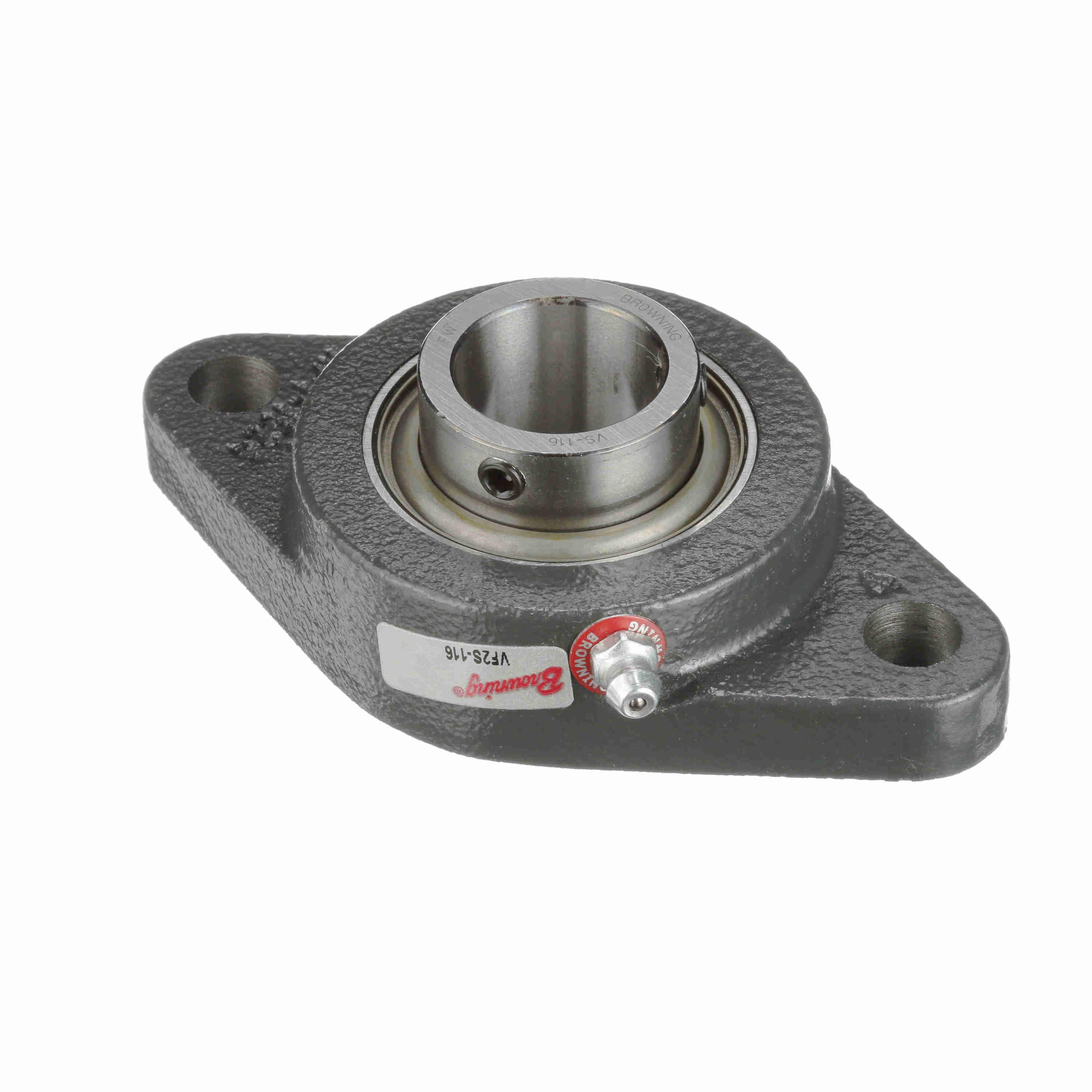 Browning 767585 VF2S 100 Intermediate Duty Non-Expansion Flange Mount Ball Bearing Unit, 1 in Dia Bore, 3-57/64 in L Bolt Center-to-Center, 2-Bolt Flange Mount, 2-3/4 in OAL/Dia - Flange Mount Ball Bearing Units
