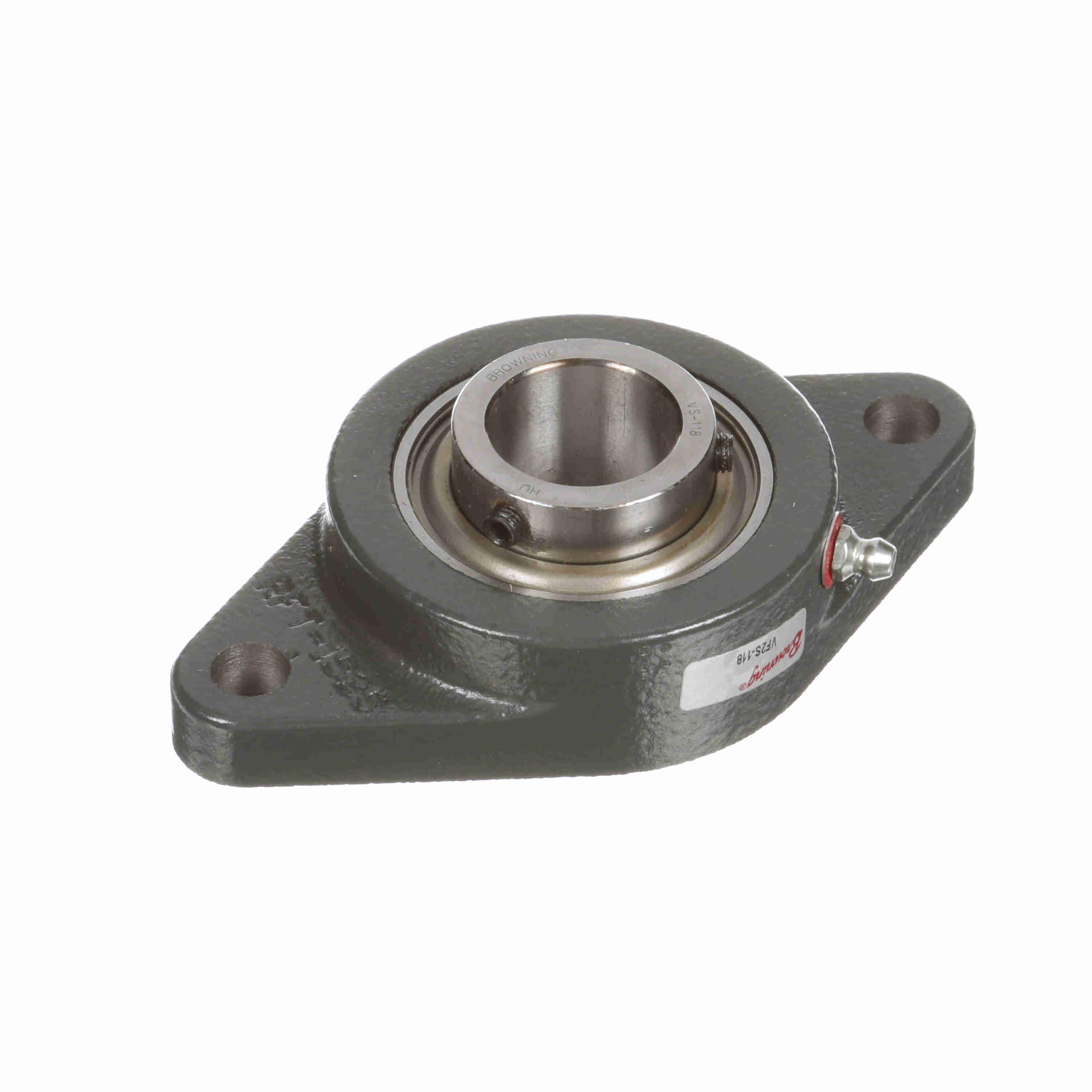 Browning 767587 VF2S 100 Intermediate Duty Non-Expansion Flange Mount Ball Bearing Unit, 1-1/8 in Dia Bore, 4-19/32 in L Bolt Center-to-Center, 2-Bolt Flange Mount, 3-1/8 in OAL/Dia - Flange Mount Ball Bearing Units