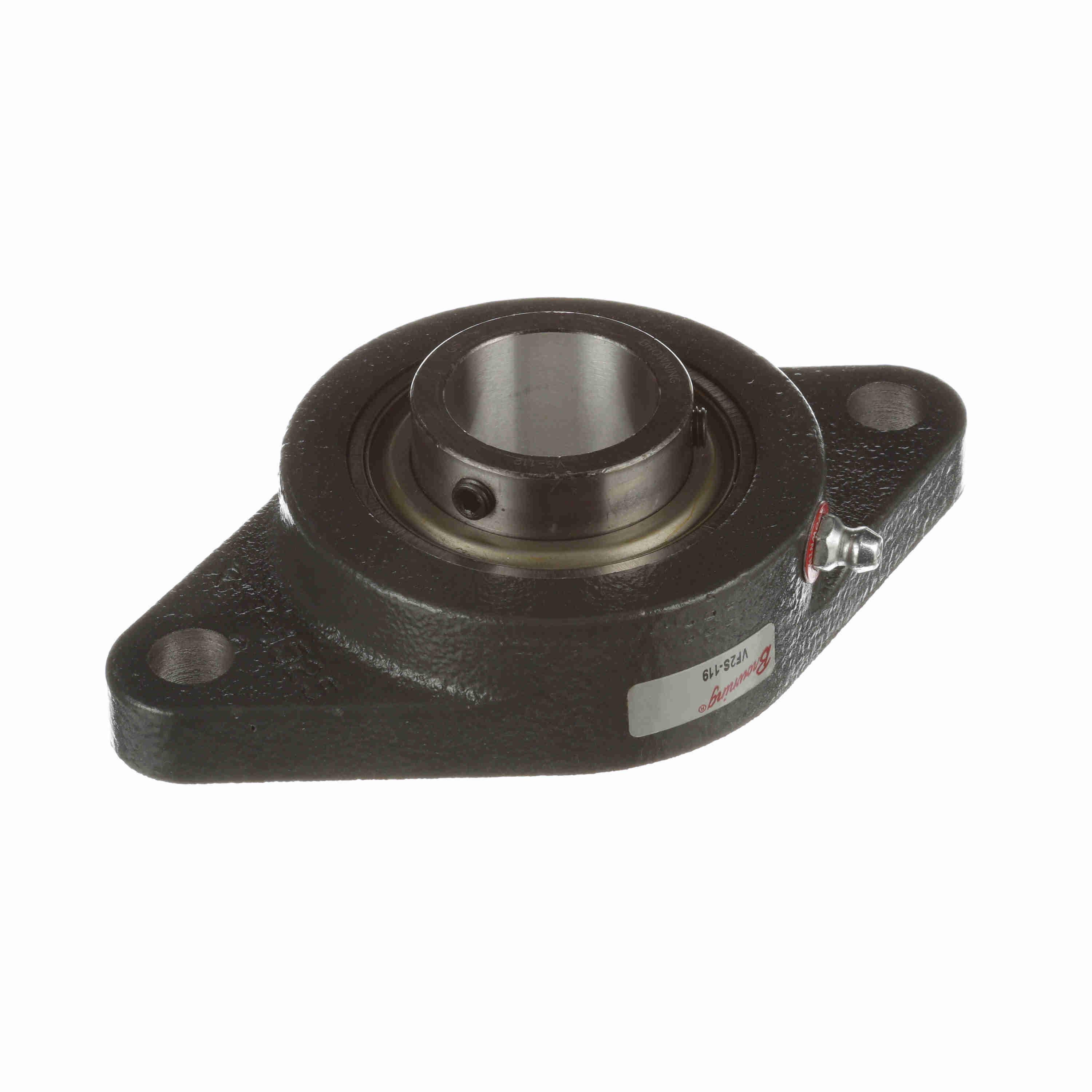 Browning 767589 VF2S 100 Intermediate Duty Non-Expansion Flange Mount Ball Bearing Unit, 1-3/16 in Dia Bore, 4-19/32 in L Bolt Center-to-Center, 2-Bolt Flange Mount, 3-1/8 in OAL/Dia - Flange Mount Ball Bearing Units