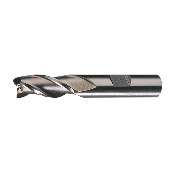 Cleveland C39642 HG-3 Center Cutting General Purpose Single End Square End End Mill, 1/4 in Dia Cutter, 5/8 in Length of Cut, 3 Flutes, 3/8 in Dia Shank, 2-7/16 in OAL, Bright - Square End Mills