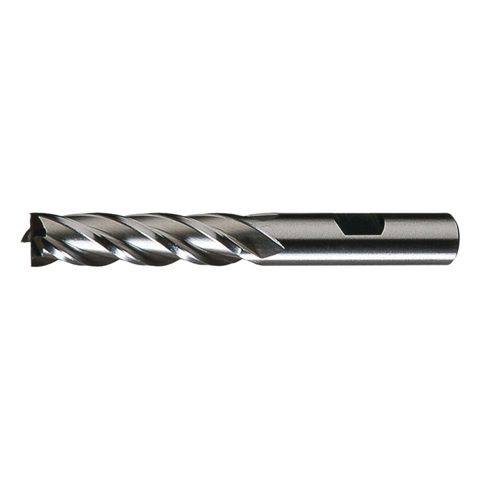 Cleveland C33145 HG-4C Center Cutting General Purpose Single End Square End End Mill, 7/32 in Dia Cutter, 5/8 in Length of Cut, 4 Flutes, 3/8 in Dia Shank, 2-7/16 in OAL, Bright - Square End Mills