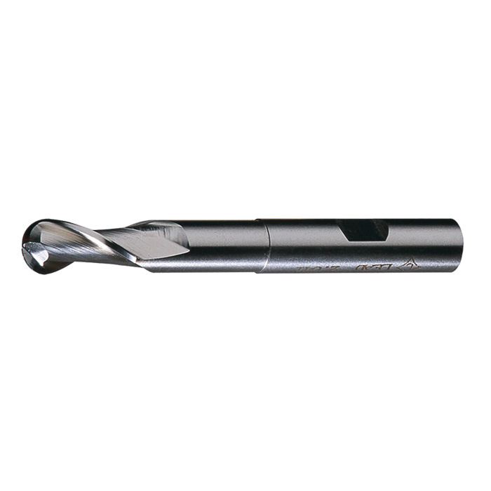 Cleveland C42168 HGN-2B Ball Nose Center Cutting Extended Neck General Purpose Single End End Mill, 3/8 in Dia Cutter, 3/4 in Length of Cut, 2 Flutes, 3/8 in Dia Shank, 3-5/16 in OAL, Bright - Ball End Mills