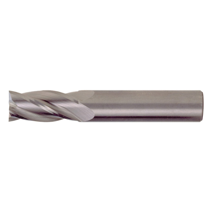 Cleveland C61813 CEM-SE-4 Center Cutting General Purpose Regular Length Single End Square Nose End Mill, 3/32 in Dia Cutter, 3/8 in Length of Cut, 4 Flutes, 1/8 in Dia Shank, 1-1/2 in OAL, Bright - Square End Mills