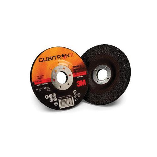 Cubitron II 7100086892 Type 27 Grinding Wheel, 4 in Dia Wheel x 1/4 in THK Wheel, 5/8 in Center Hole, 36 Grit, Ceramic Abrasive - Depressed Center Wheels