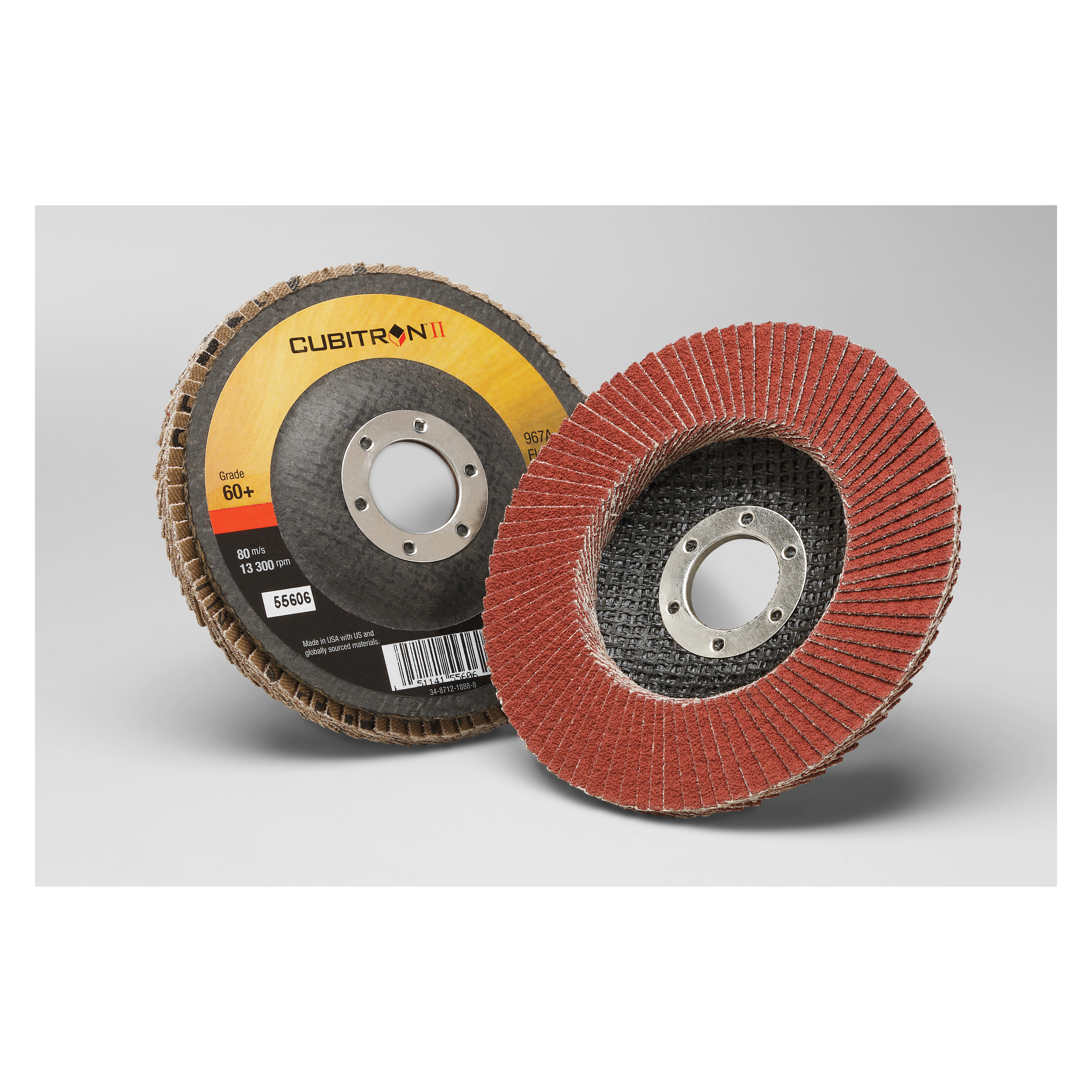 Cubitron II 7000148182 Type 27 Flap Disc, 4-1/2 in Dia Disc, 7/8 in Center Hole, 60+ Grit, Medium Grade, Precision Shaped Ceramic Abrasive, Type 27 Disc - Coated Abrasive Flap Discs