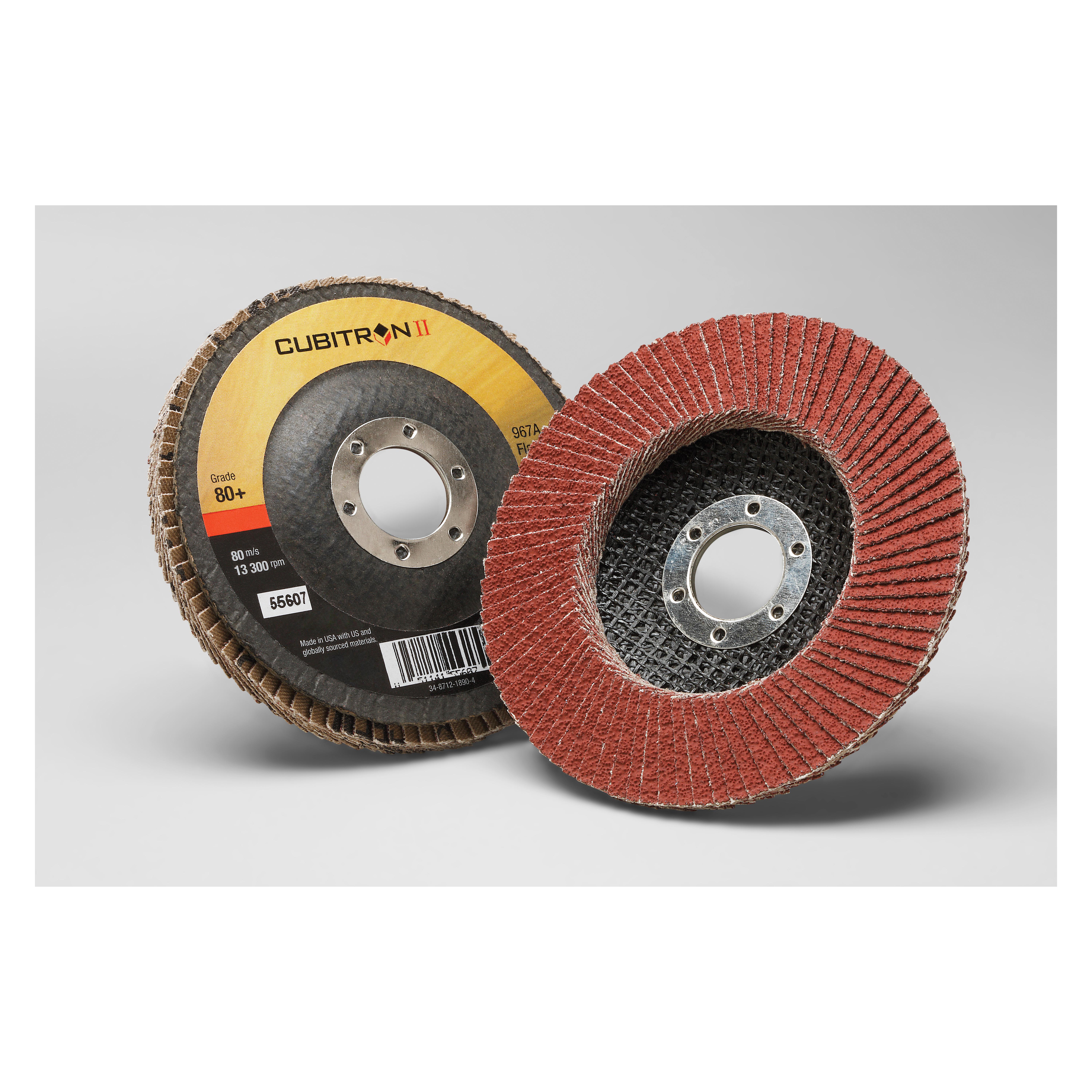 Cubitron II 7000148183 Type 27 Flap Disc, 4-1/2 in Dia Disc, 7/8 in Center Hole, 80+ Grit, Medium Grade, Precision Shaped Ceramic Abrasive, Type 27 Disc - Coated Abrasive Flap Discs