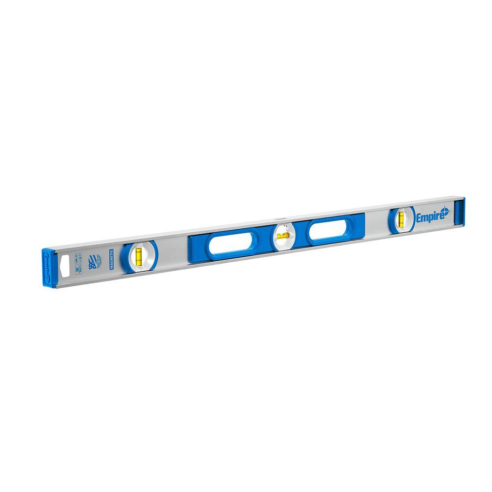 Empire 500M.36 Magnetic Level, 36 in L, 3 Vials, Aluminum, 0.0005 in Accuracy - Box, I-Beam & Torpedo Levels