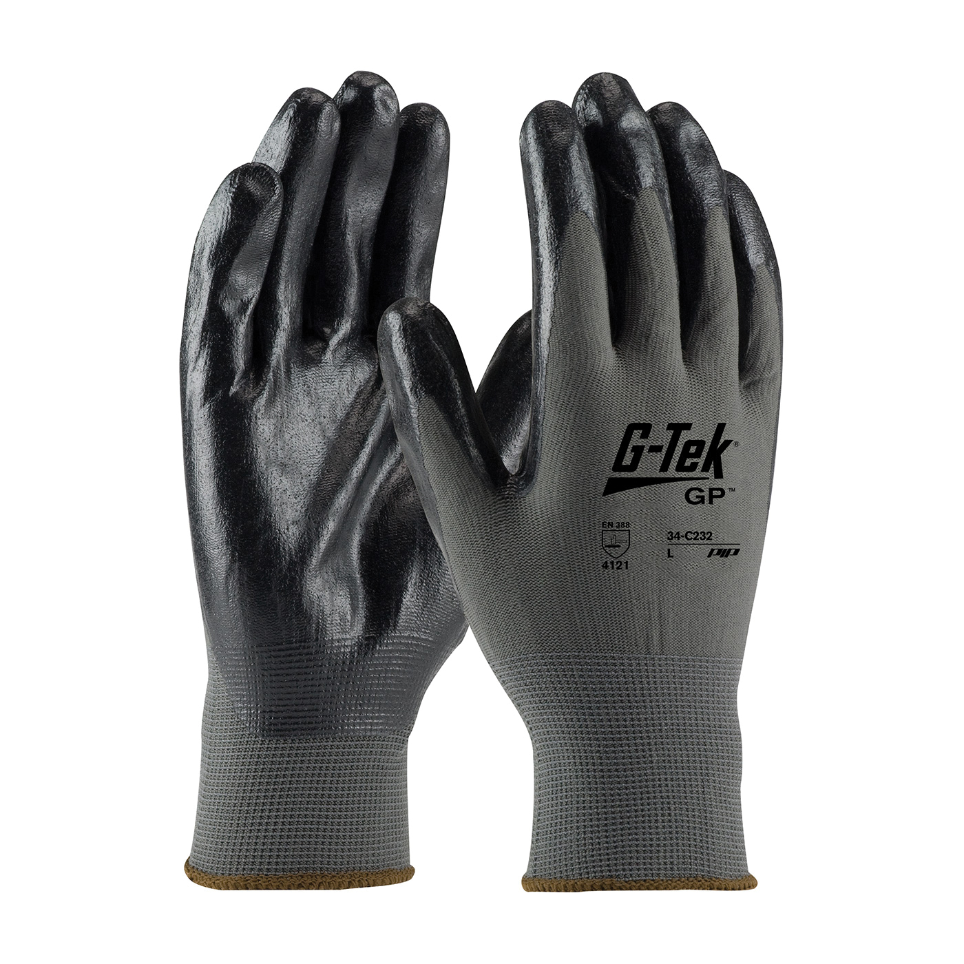 G-Tek GP 34-C232/XL Economy Grade General Purpose Gloves, Coated, XL, Nylon Palm, Nylon, Black/Gray, Continuous Knit Wrist Cuff, Foam Nitrile Coating, Resists: Abrasion, Cut, Puncture and Tear, Nylon Lining, Seamless Knit - General Purpose Work Gloves