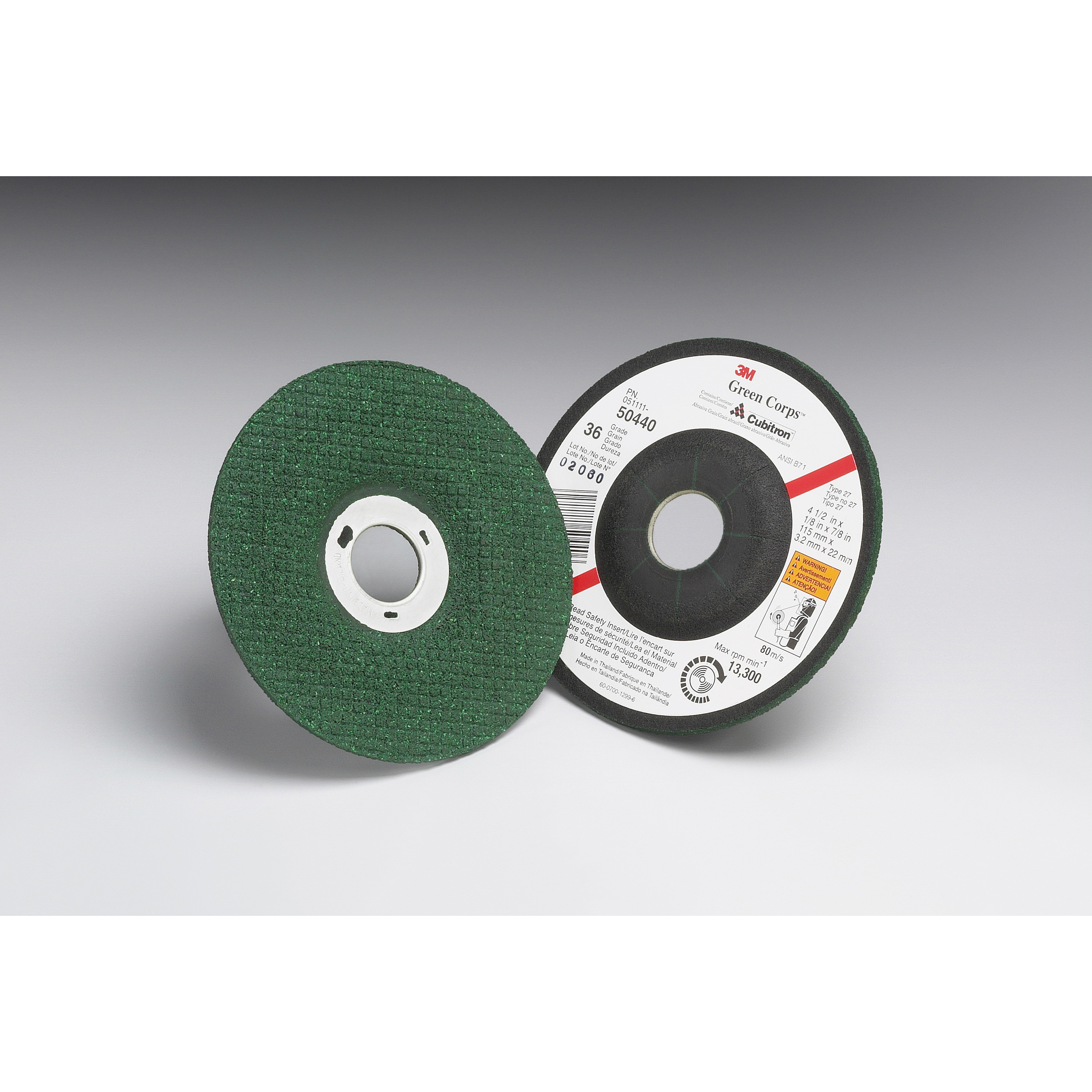 Green Corps 7000118590 Flexible Grinding Wheel, 4-1/2 in Dia Wheel x 1/8 in THK Wheel, 7/8 in Center Hole, 36 Grit, Ceramic Abrasive - Depressed Center Wheels