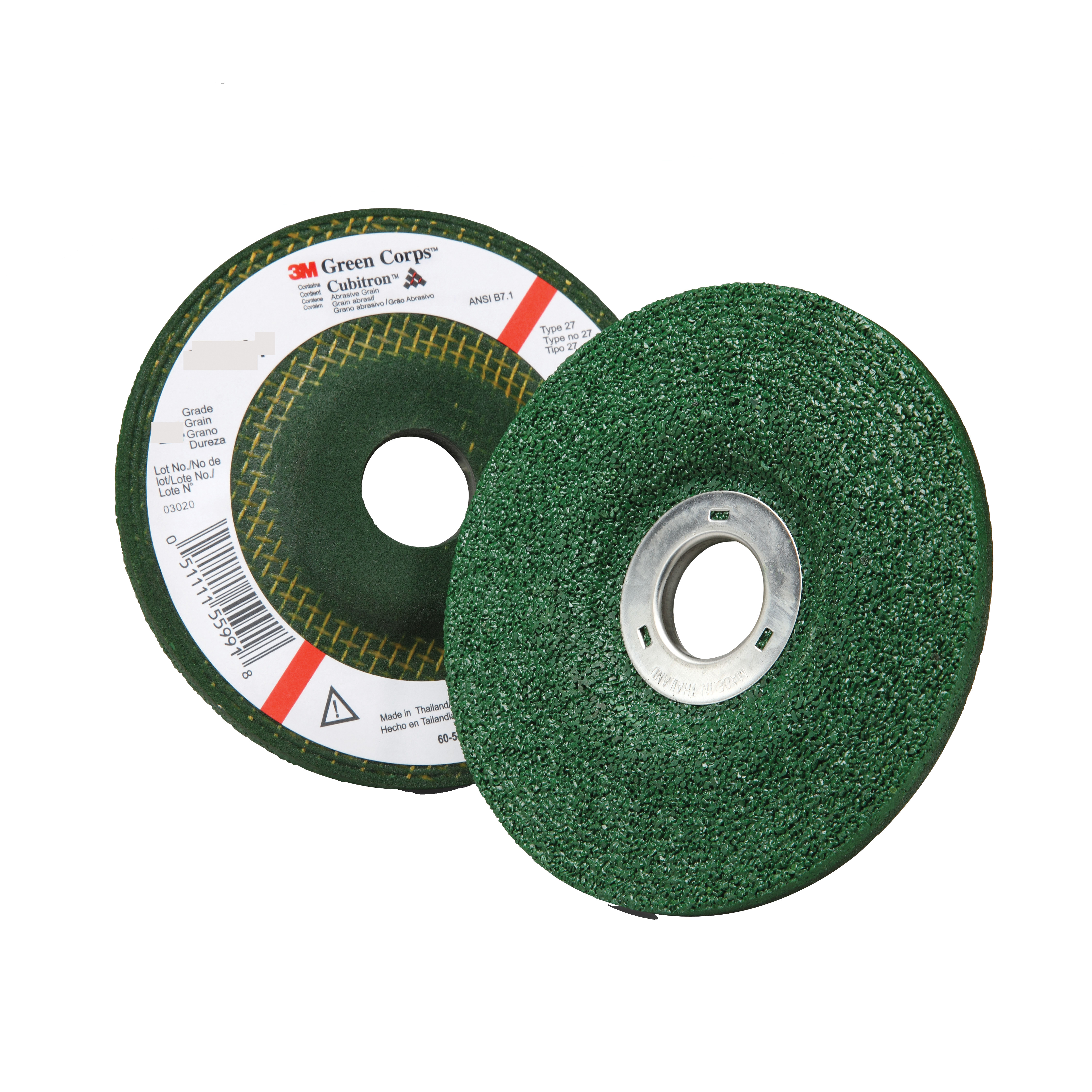 Green Corps 7000118599 Type 27 Grinding Wheel, 4-1/2 in Dia Wheel x 1/4 in THK Wheel, 7/8 in Center Hole, 36 Grit, Ceramic Abrasive - Depressed Center Wheels