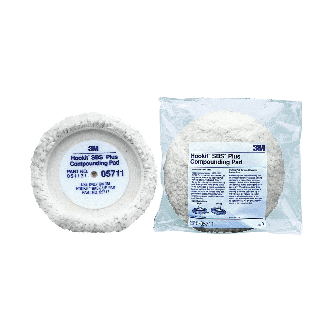Hookit 7100145244 Compounding Pad, 8 in Dia Overall, Hook and Loop Attachment, Wool Blend Pad - Buffing Pads