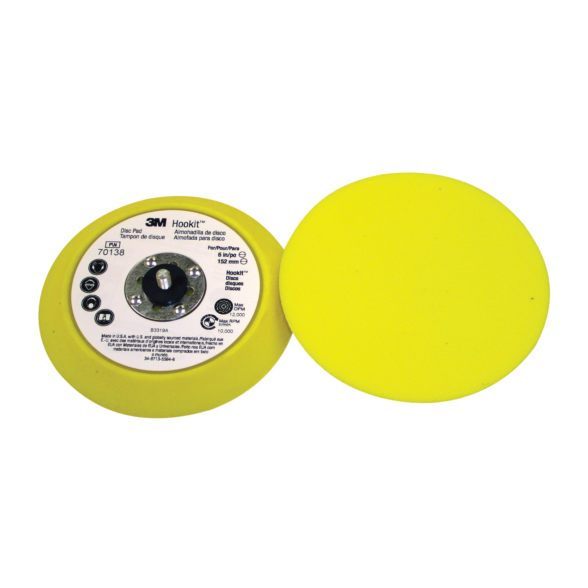 Hookit 7100041340 Tapered Edge Disc Pad, 6 in Dia Pad, Hookit Attachment - Disc Pads