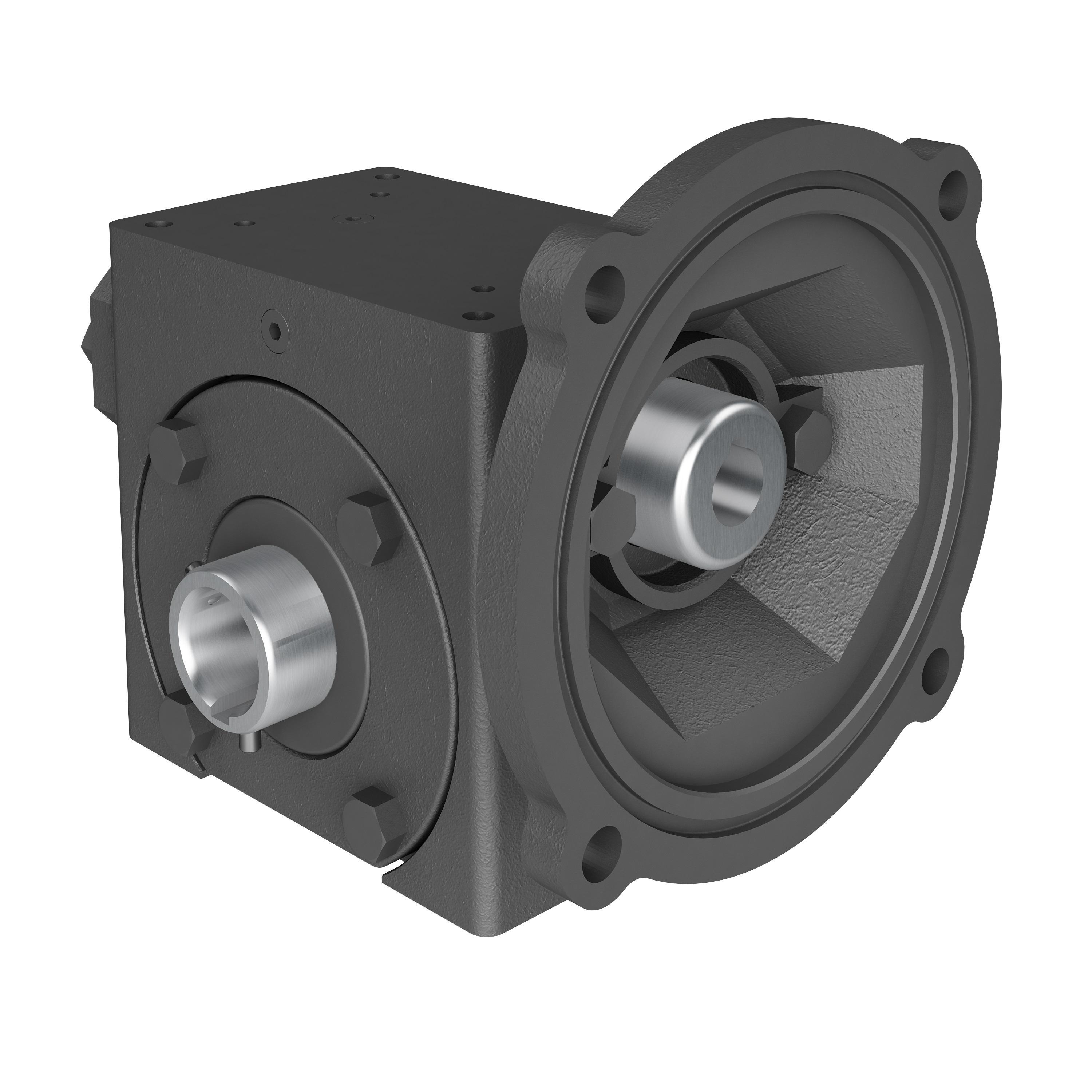 Hub City PowerCubeX 0230-01633 180PCX Right Angle Single Reduction Style A Worm Gear Reducer, C-Face Quill Input, Hollow Bore Output, 3/4 hp Input, 30:1 Gear, 58.3 rpm Maximum Output, 557 in-lb Output Torque Rating - Non-Helical Worm Right Angle Drives