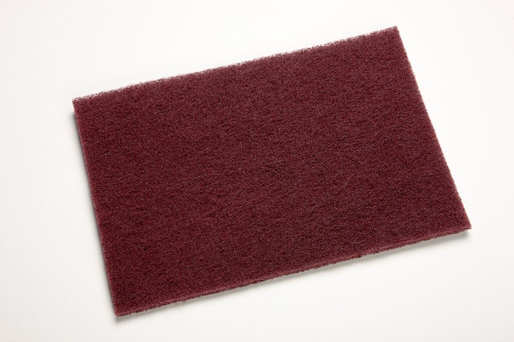 3M 7000000728 7447 Pad, 9 in L, 6 in W W/Dia, 1/4 in THK, Very Fine Grade, Aluminum Oxide Abrasive - Hand Pads