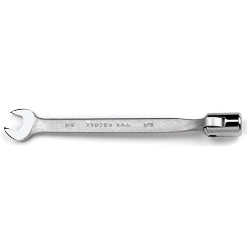 Proto TorquePlus J1270-16 Flex Head Combination Wrench, Imperial, 1/2 in, 12 Points, 15 deg Offset, 7-3/4 in OAL, Alloy Steel, Satin, ASME B107.100 - Combination Wrenches