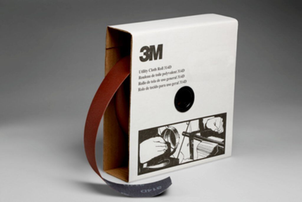 3M 7000118535 314D Utility Cloth Roll, 50 yd L Roll x 2 in W Roll, 320 Grit, Very Fine Grade, Aluminum Oxide Abrasive, Cloth Backing - Coated Abrasive Rolls