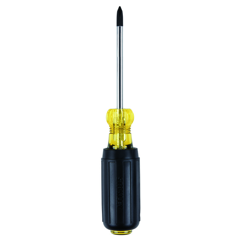 Stanley 65-901 Standard Screwdriver, #1 Phillips Point, Alloy Steel Shank, 6-3/4 in OAL, Acetate/Vinyl Handle, Black Oxide Tipped/Polished Chrome - Standard Screwdrivers