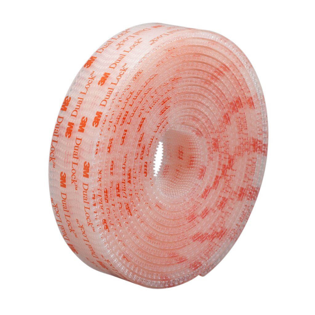 3M 7000001960 Type 250 Reclosable Fastener, 50 yd L x 1 in W, 0.23 in THK Engaged, Acrylic Adhesive, Polypropylene Backing, Clear - Hook & Loop Tapes
