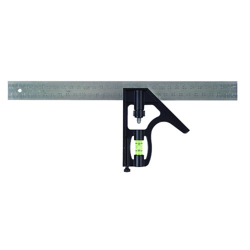 Stanley 46-028 Combination Square, 1/16 in Graduation, 45/90 deg, 12 x 1 in Tongue, Die Cast Steel - Squares