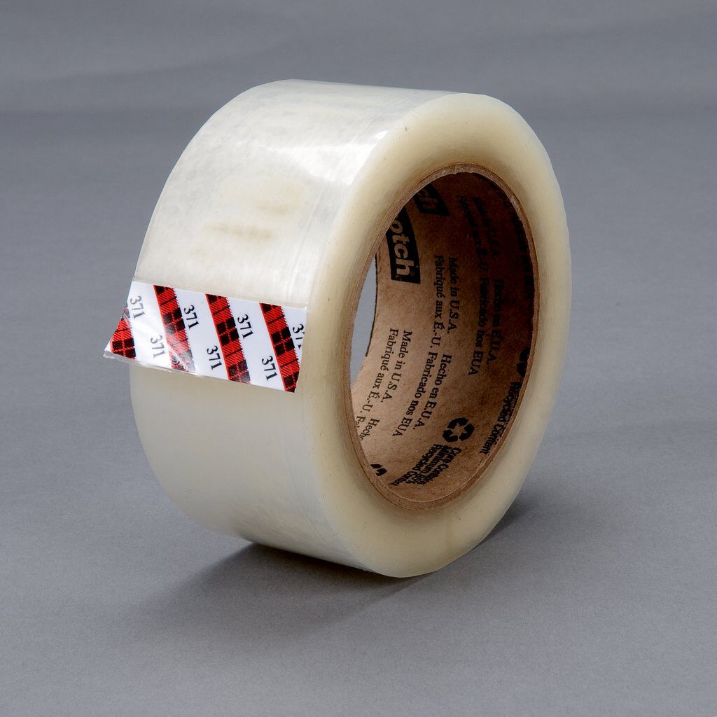3M 7100011547 Sealing Tape, 100 m L x 48 mm W, 1.9 mil THK, Hot Melt Synthetic Rubber Resin Adhesive, Polypropylene Film Backing, Clear - Packaging Tapes