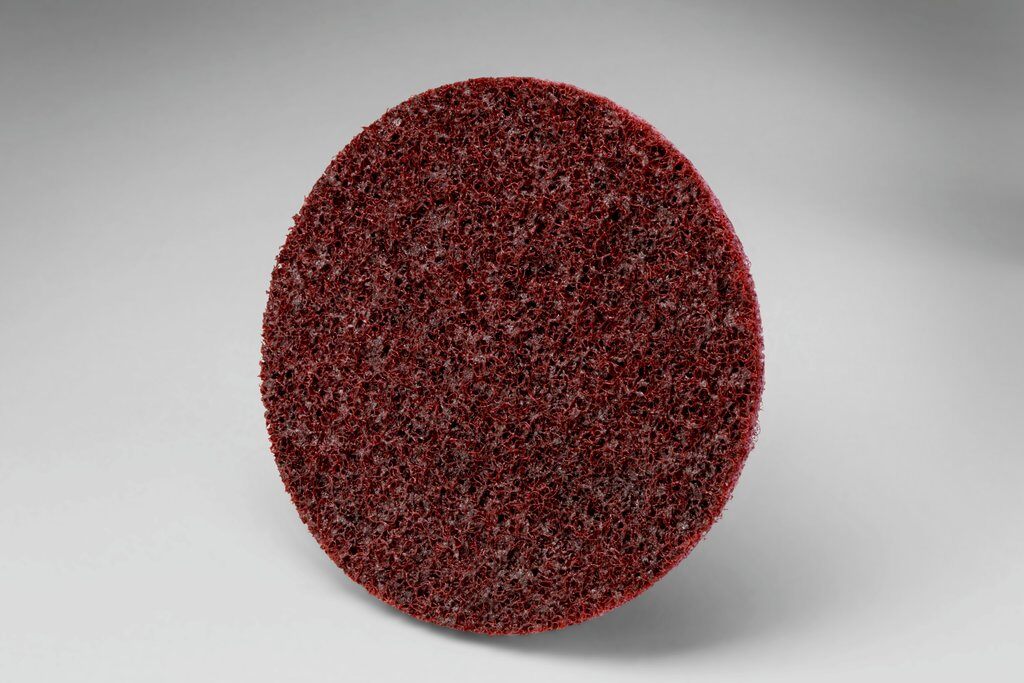 3M 7000000755 SC SE Durable Non-Woven Surface Conditioning Disc, 3 in Dia Disc, Medium Grade, Aluminum Oxide Abrasive, Type TR Attachment - Non-Woven Abrasive Quick-Change Discs