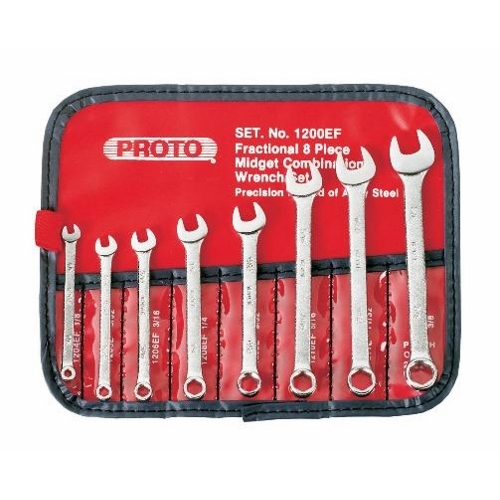 Proto J1200EF Short Standard Length Open End Combination Wrench Set, 8 Pieces, 1/8 to 3/8 in, Satin - Wrench Sets