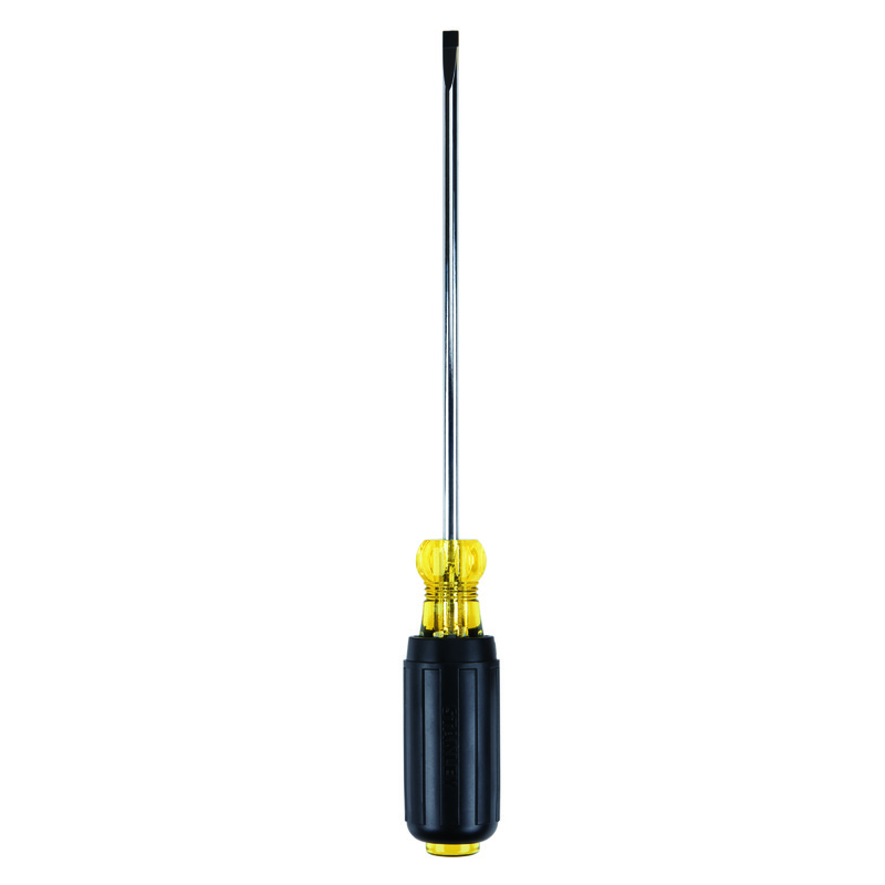 Stanley 66-097 Standard Screwdriver, 3/16 in Cabinet/Slotted Point, Alloy Steel Shank, 9-3/4 in OAL, Acetate Handle, Black Oxide/Polished Chrome - Standard Screwdrivers