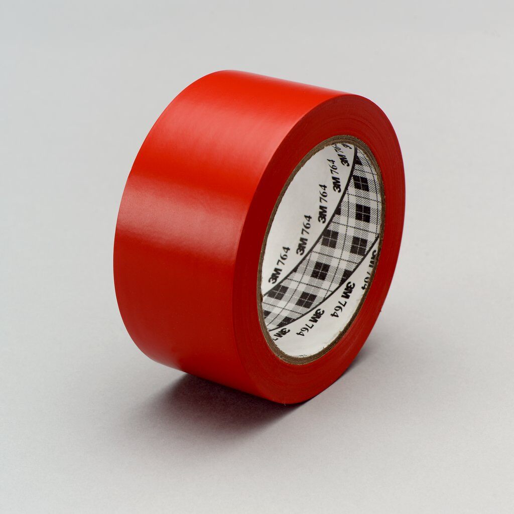 3M 7000042793 764 Marking Tape, 36 yd L x 2 in W, 5 mil THK, Rubber Adhesive, PVC Backing, Red - Vinyl Tapes