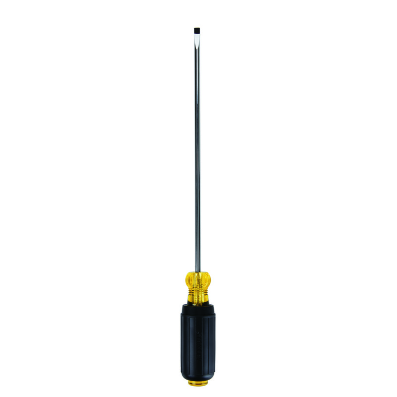 Stanley 66-098 Standard Screwdriver, 3/16 in Cabinet/Slotted Point, Alloy Steel Shank, 11-3/4 in OAL, Acetate Handle, Black Oxide/Polished Chrome - Standard Screwdrivers