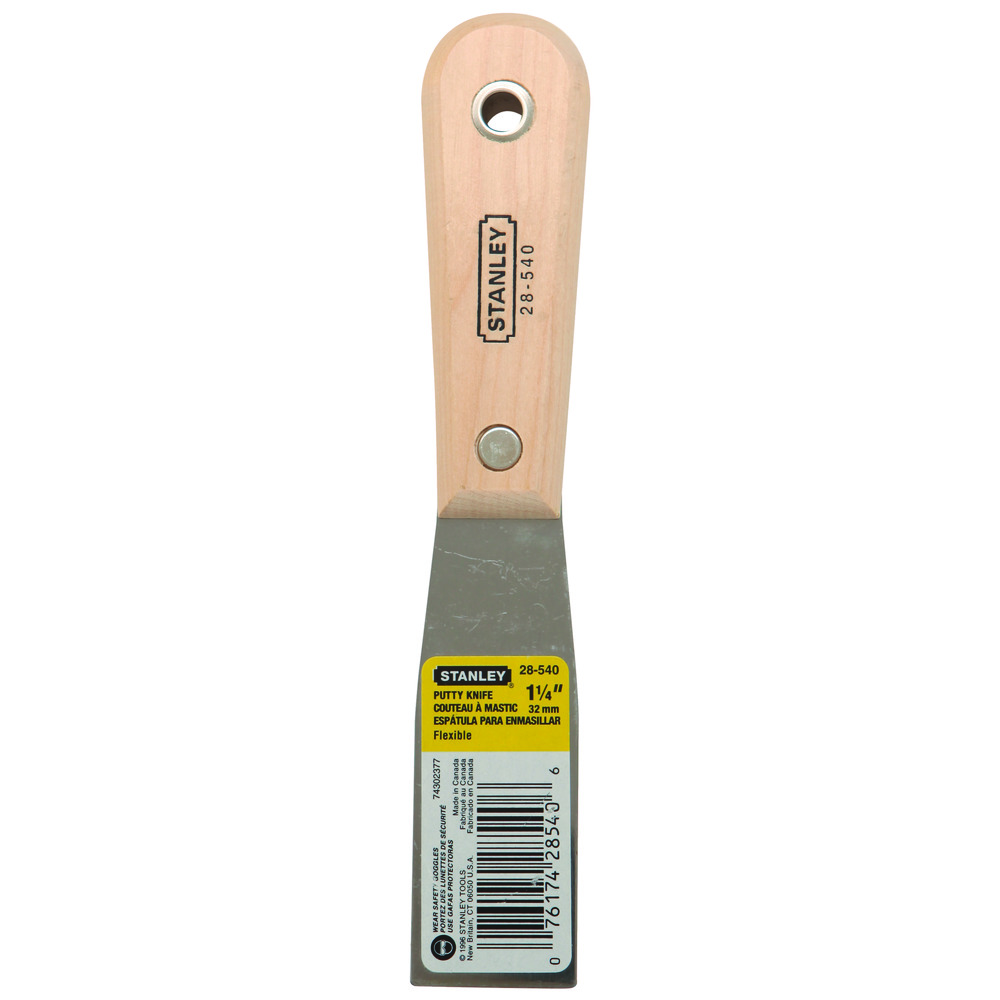 Stanley 28-540 Putty Knife, 3-5/8 in L x 1-1/4 in W, High Carbon Steel Blade, Flexible Blade Flexibility - Putty Knives
