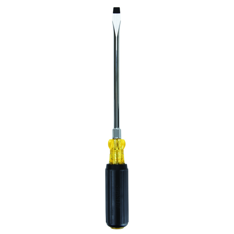 Stanley 66-092 Contractor Grade Standard Screwdriver, 3/8 in Keystone/Slotted Point, Alloy Steel Shank, 13-3/8 in OAL, Acetate Handle, Black Oxide/Polished Chrome - Standard Screwdrivers