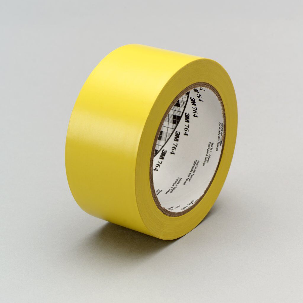 3M 7000028954 764 Marking Tape, 36 yd L x 2 in W, 5 mil THK, Rubber Adhesive, PVC Backing, Yellow - Vinyl Tapes