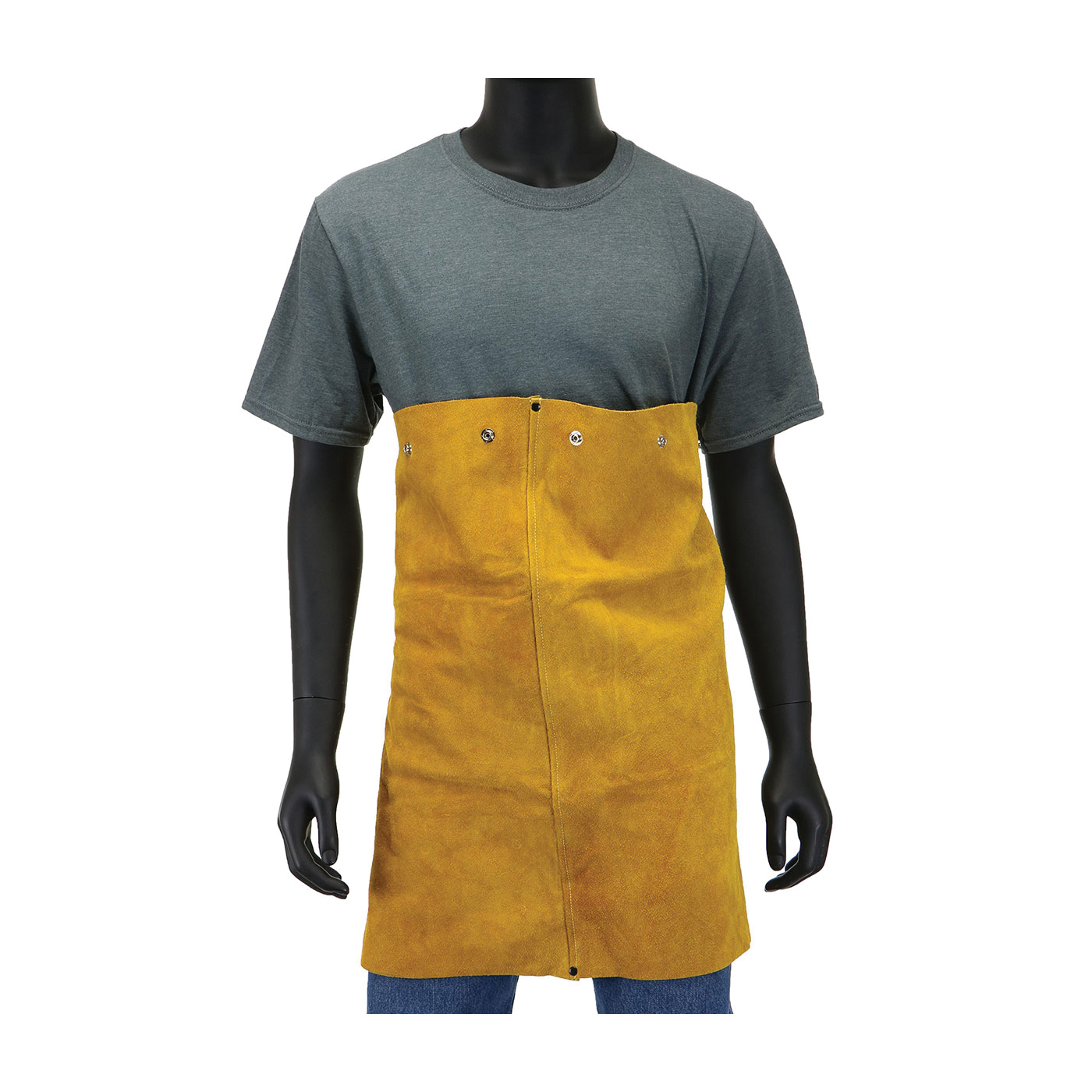 Ironcat 7001/20 Welding Bib, 24 in, Yellow, Leather, Anodized Snap Closure - Welding Cape, Sleeves & Bibs