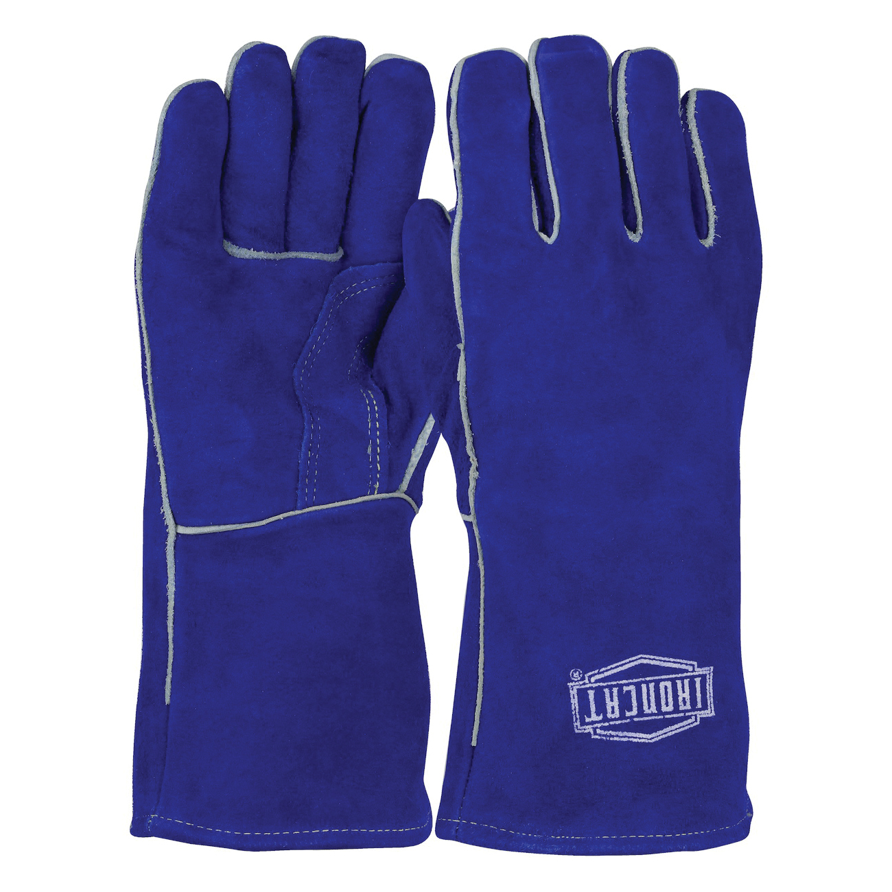 Ironcat 9041/L Industrial Grade Welding Gloves, L, Split Cowhide Leather/Kevlar Thread, Blue, Cotton/Foam Lining, Gauntlet Cuff, 14 in L - Welding Gloves