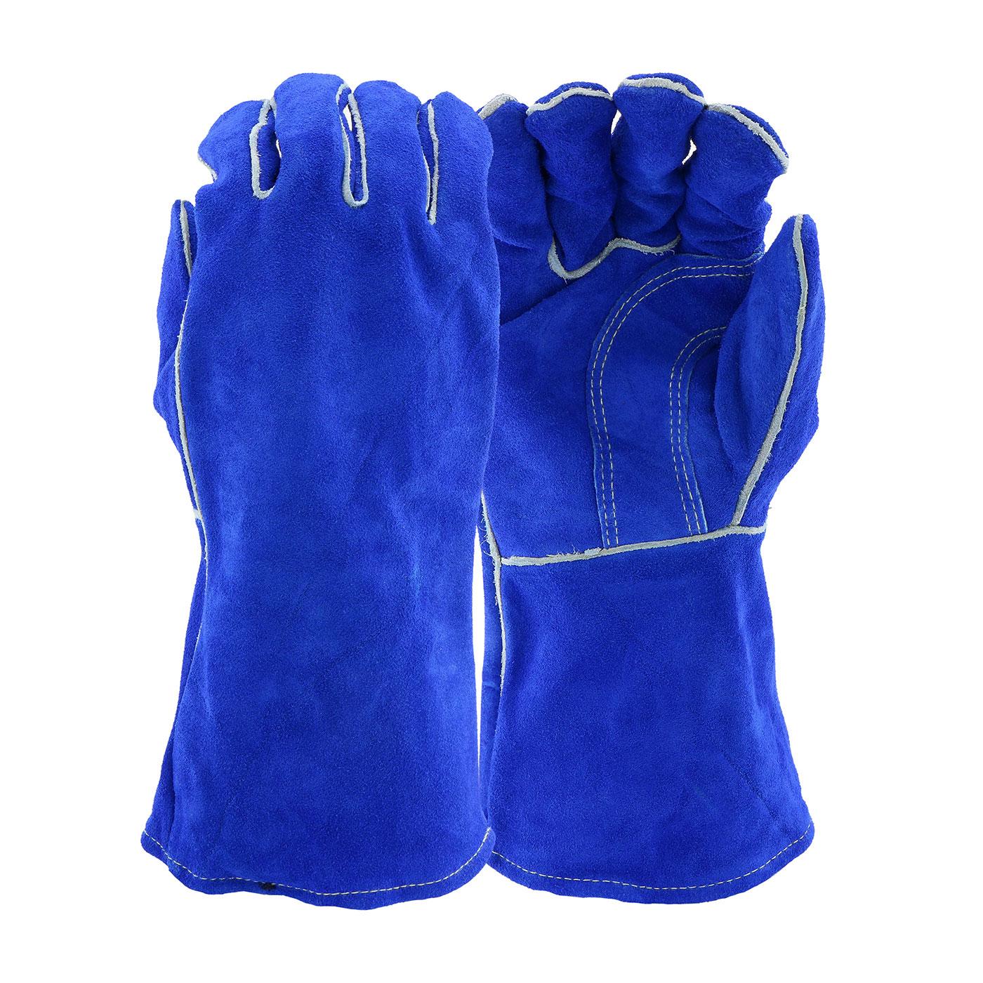 Ironcat 945/M 945 Premium Grade Gloves, M, Split Cowhide Leather, Blue, Cotton Lining - Welding Gloves
