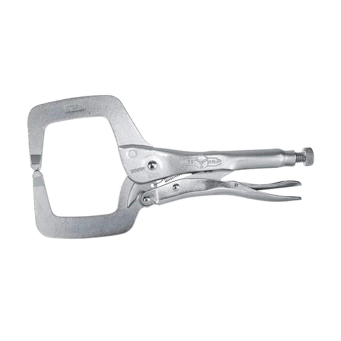 Irwin Vise-Grip The Original 19 11R Fixed Tip Standard Locking C-Clamp With Regular Tip, Nickel Plated, 2-5/8 in D Throat, 3-3/8 in Jaw Opening, 11 in L Jaw, Heat Treated Alloy Steel - Locking Clamps