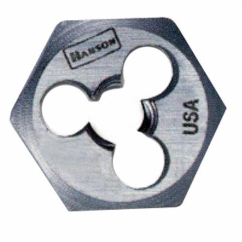 Irwin Hanson 6529 Flat Hex Threading Die, 5/16-24 Thread UNF Thread, 3/8 in THK, 1.137 in OD Die, High Carbon Steel - Hex Dies