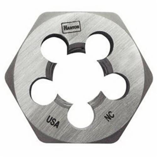 Irwin Hanson 9439 Flat Hex Threading Die, 7/16-14 Thread UNC Thread, 3/8 in THK, 1.137 in OD Die, High Carbon Steel - Hex Dies