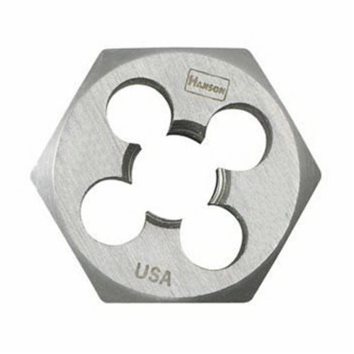 Irwin Hanson 9738 Flat Hex Threading Die, M10x1 Thread, 3/8 in THK, 1.137 in OD Die, High Carbon Steel - Hex Dies