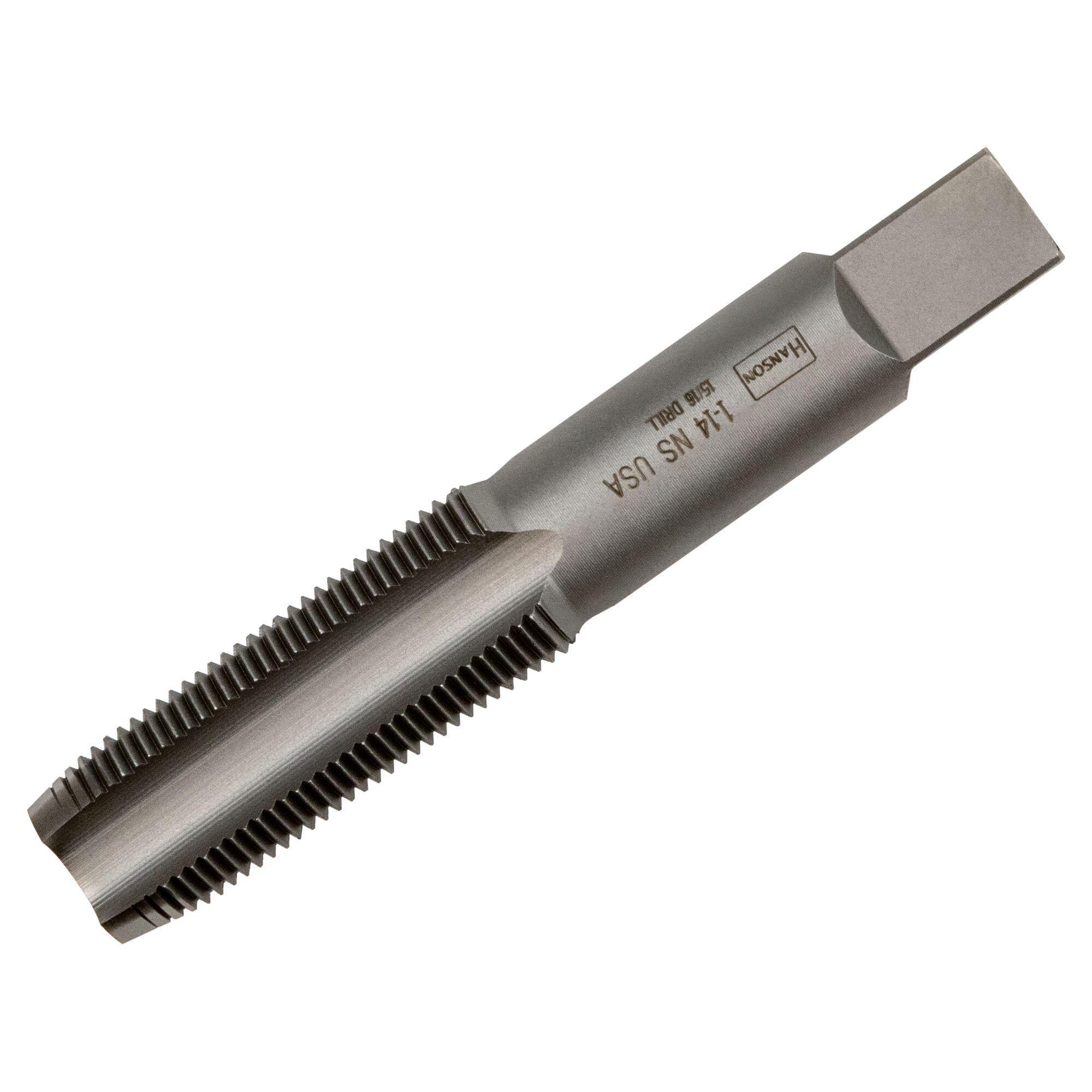 Irwin Hanson 1467ZR Fractional Straight Flute Tap, Right Hand Cutting, 1-14 Thread, Plug Chamfer, (4) Flutes, High Carbon Steel - Straight Flute Taps