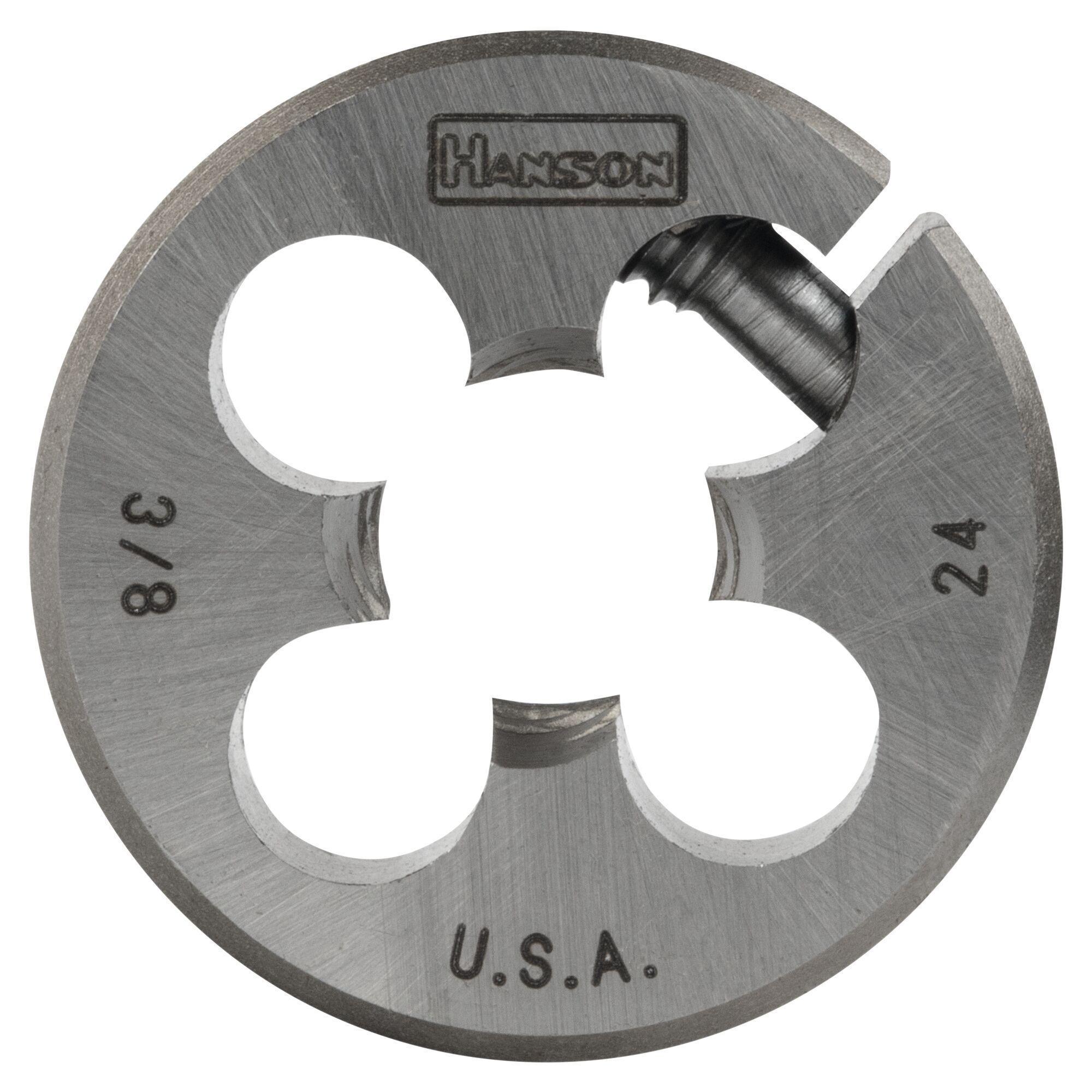 Irwin Hanson 3836 Adjustable Round Threading Die, 3/8-24 Thread UNF Thread, 1 in OD Die, High Carbon Steel - Round Dies