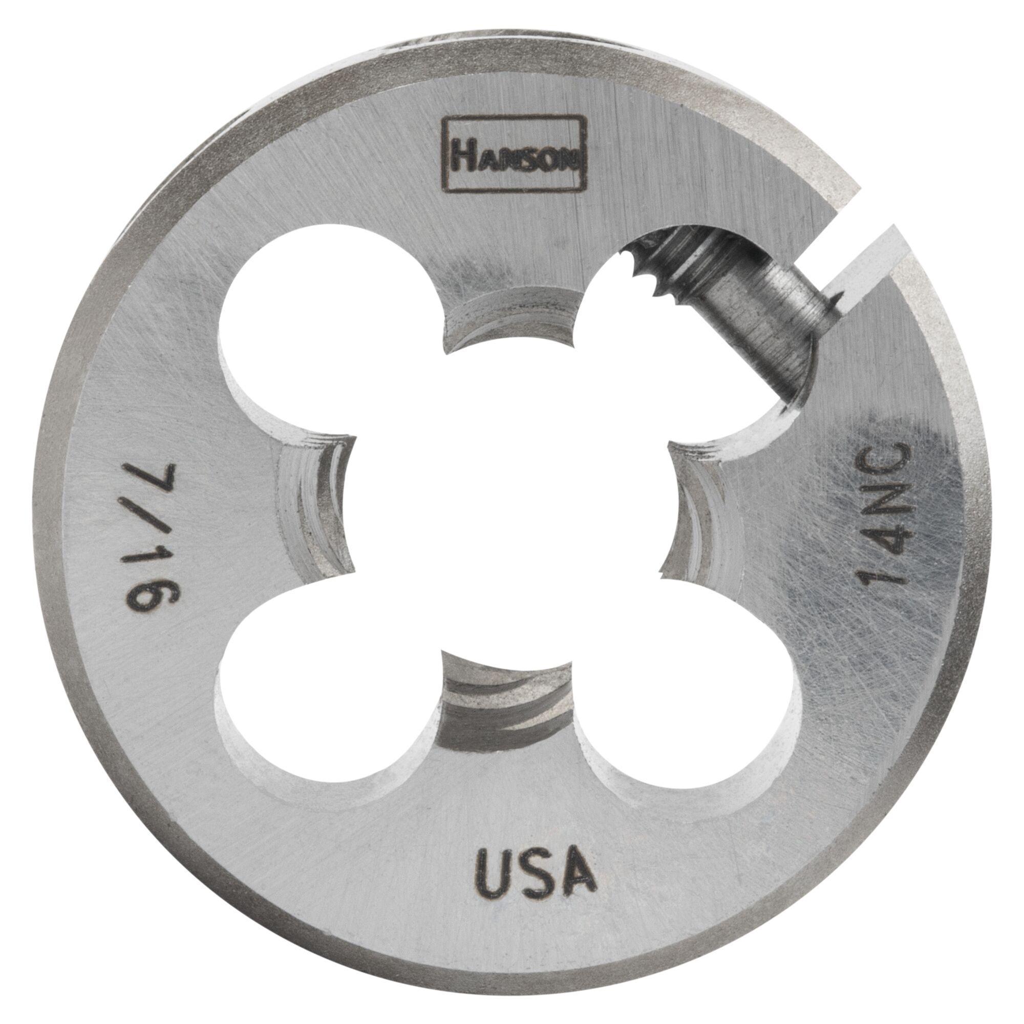 Irwin Hanson 3839 Adjustable Round Threading Die, 7/16-14 Thread UNC Thread, 1 in OD Die, High Carbon Steel - Round Dies