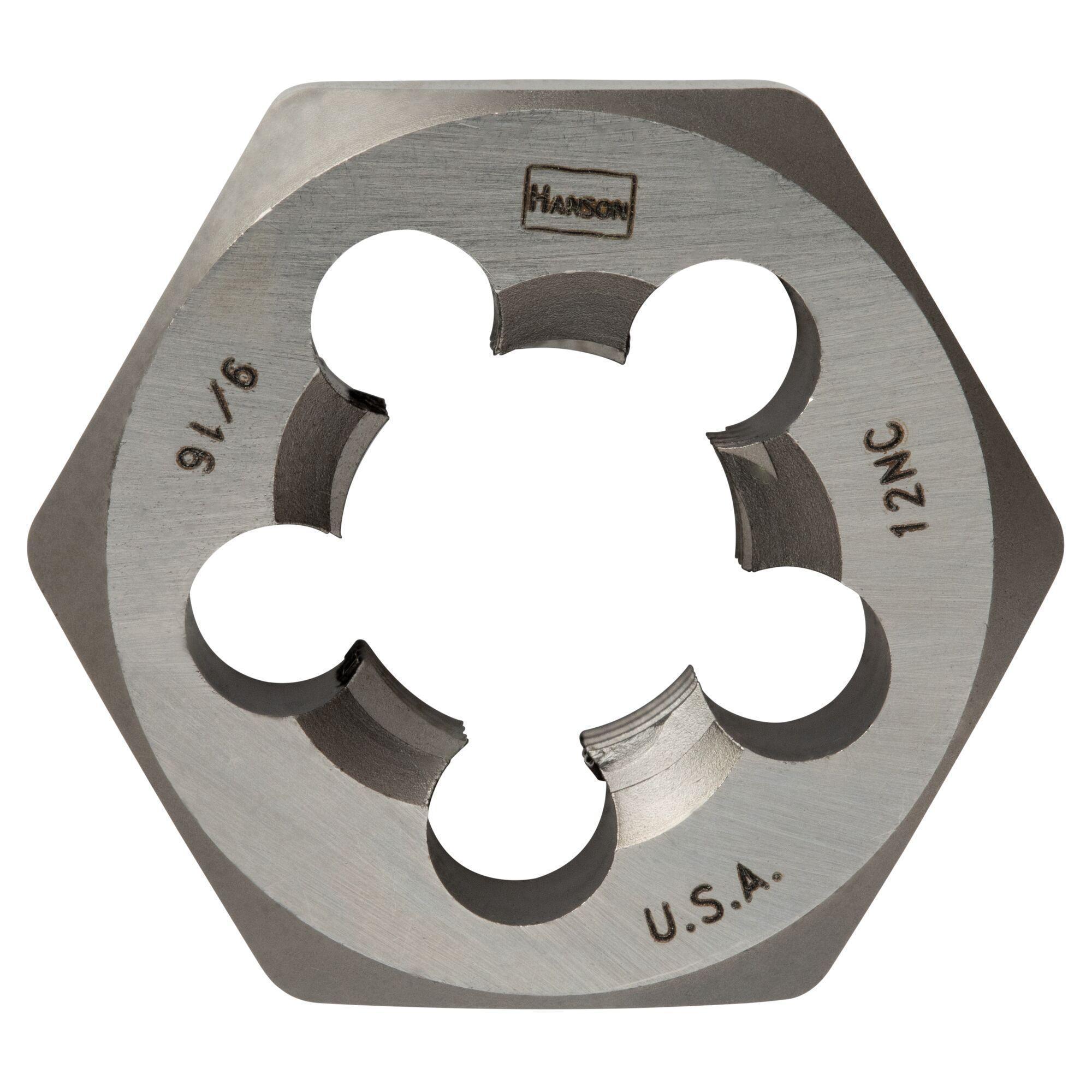 Irwin Hanson 7248ZR Re-Threading Hex Rethreading Die, 9/16-12 Thread UNC Thread, 1/2 in THK, High Carbon Steel - Hex Dies
